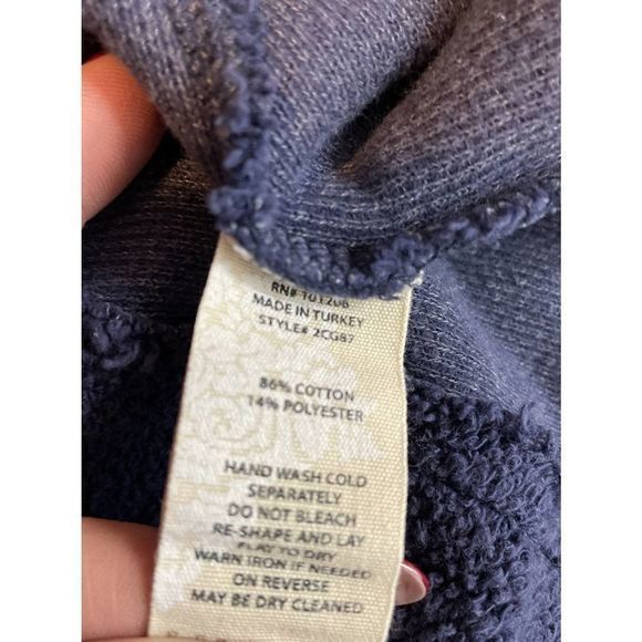 Soft Surroundings Sz M French Terry Snap Front Pull Over Sweatshirt Tunic Blue - Picture 8 of 8
